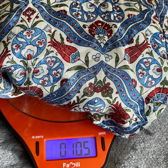 Zara Blue Print Crossed Midi Dress size M Blue Red Paisley Floral Print - Picture 7 of 13